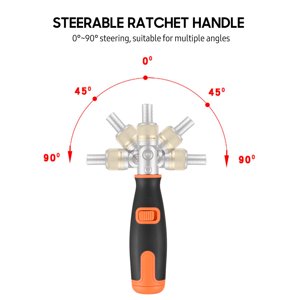 Yeacher Tournevis à cliquet bidirectionnel 10-in-1 Ensemble de pilotes à vis à cliquet multibit 6.23mm Outil de pilote à écrou réglable