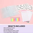 thumbnail image 4 of 27 Pack A6 Pocket Binder Sets A6 Binder Zipper Pockets Expense Budget Sheets Cash Envelope Labels Stickers Neon Page, 4 of 6