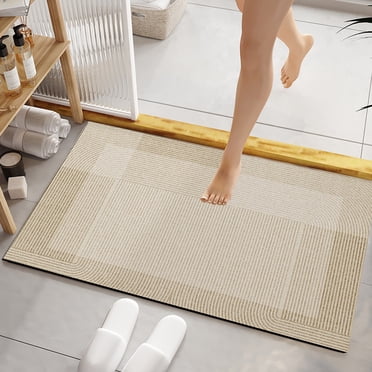 Diatomite Bath Mat, EDHITNR Quick Dry Absorbent Non-Slip Bathroom Rug, Durable Washable Modern Floor Mat for Shower Tub Toilet