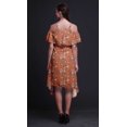 thumbnail image 4 of Bimba Orange Bird Print Cold Shoulder Women Swing Tunic Flutter Sleeve Midi Dress - Small, 4 of 6