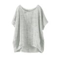 thumbnail image 1 of T-Shirts Femmes Mini T-Shirt d'Été à Manches Courtes Uni Décontracté Ample en Lin - Hontri, 1 of 4