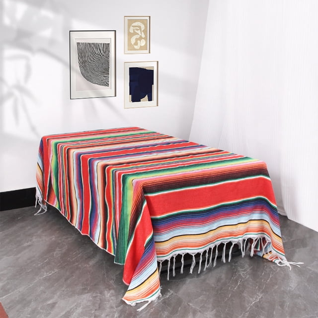 Feltree Red Reversible Cotton Multifunctional Blanket, Tablecloth Camping Picnic Mat Air Conditioning Throw for Travel Decor