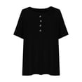 thumbnail image 4 of Timegard Plus Size Tops for Women Round Neck Clod Shoulder Button Short Sleeve Comfy Casual Loose Blouse, 4 of 6