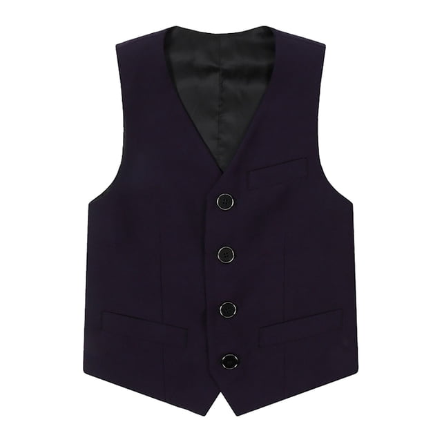 Sunnyoo Gilet de Costume Formel pour Garçon, Gilet de Robe Uni Sans Manches à Boutons