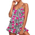 thumbnail image 2 of Jamicy Ensemble de Pyjama pour Femmes Cadeaux de la Saint-Valentin pour Femmes Hauts Sans Manches avec Shorts Ensemble de Pyjama Décontracté Imprimé Colorblock Ourlet à Volants, 2 of 5