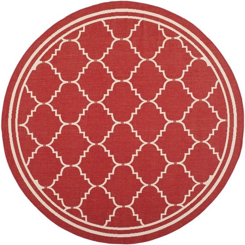 Safavieh Courtyard Tapis Rouge Intérieur Extérieur - Rond 6 Pieds7 Pouces