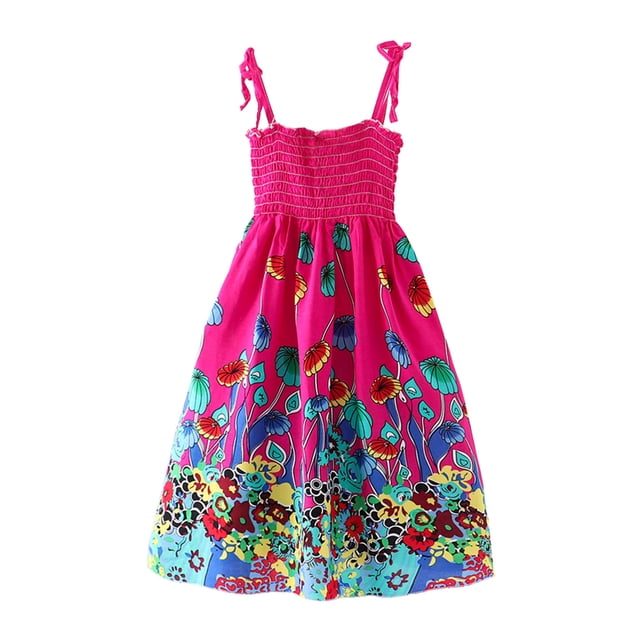 2025 Robes Florales pour Tout-Petits pour Mariage Fleurs Bohèmes Sans Manches Robe de Plage 4T Robe à Bretelles Princesse