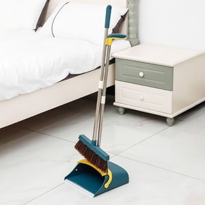 LSLJS Balais et set de dustpan, fournitures de nettoyage balais et ensemble de distpan pour la maison, poignée en acier inoxydable balais avec dust pan Combo ensemble pour le bureau à domicile, balai et dust Pan