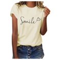 thumbnail image 1 of JIRNDf T-Shirts pour Femmes Hauts Tendance Été Printemps Mode Décontractée Imprimé Floral Manches Courtes T-Shirts Graphiques Mignons pour Femmes Chemises Beige G, 1 of 3