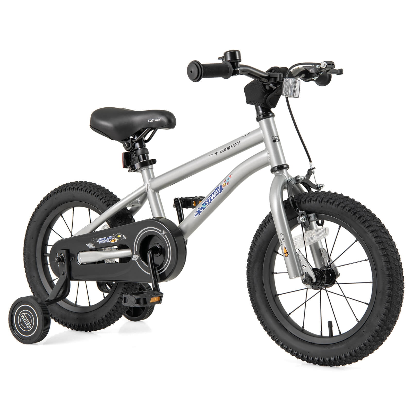 Costway 14-Inch Kid's Bike for 3-5 Years Old with Adjustable Saddle & Anti-slip Handlebar Silver
