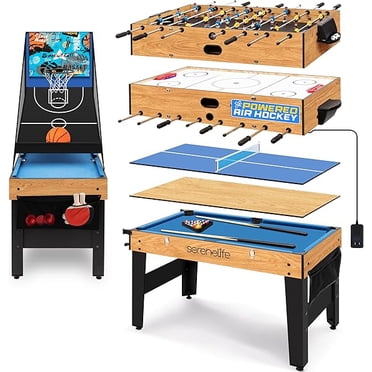 SereneLife 48" 6-in-1 Multi Game Table, Full-Size Indoor and Outdoor Arcade Sports Table with Pool, Air Hockey, Foosball, Basketball, Table Tennis, Dining Table, for Family, Kids, Adults