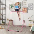 thumbnail image 2 of Qaba Folding Gymnastics Bar, Expandable Horizontal Kip Bar for Kids, Pink, 2 of 10