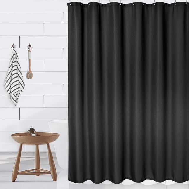 Black Waffle Weave Shower Curtain – 72x72 Inch, Hotel-Quality Waterproof, Washable Polyester, Rust-Resistant Grommets, Modern Bathroom Style, Color: System default_8