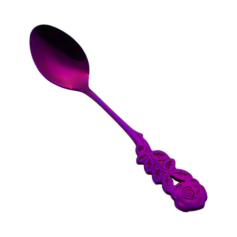 Dvkptbk Spoons Stainless Steel Flower Spoon Coffee Tea Spork Flatware Dessert Tool Kitchen Gadgets on Clearance
