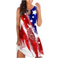 thumbnail image 2 of Dvkptbk Robes Drapeau Américain pour Femmes Été Plage Sans Manches Robe d'Été Évasée Décontractée Ample Robe T-Shirt - Soldes d'Été Liquidation, 2 of 5