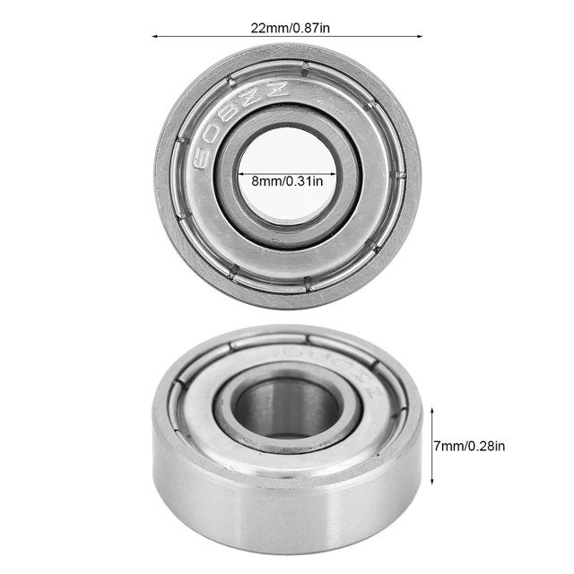 10PCS Bearing, Stable Performance 608ZZ Ball Bearing, 8x22x7mm For Mechanical Rotating Body