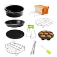 thumbnail image 1 of 10Pcs Air Fryer Accessory Kit Frying Baking Pan Rack Pizza Tray Pot Metal Holder Bread Bracket Cupcake Mould Set for 3.2QT-5.8QT Air Fryer, 1 of 7