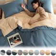thumbnail image 1 of Queen Bedding Set under $5! CQCYD Queen Size Bedding Set, 4 Piece Bedding Collection, Washed Cotton Sheets, Teen Dorm Bedding, Comfortable Bed Set, Fresh Color Design, Complete Bedding Package, 1 of 7