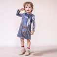 thumbnail image 2 of LUOGENLI Robe Enfant Pointe Fine Paillettes Scintillantes Manches Longues Col Rond Robe Droite Robe T-Shirt Robe pour Filles Tendance Été Midi Noir 7-8 Ans, 2 of 4