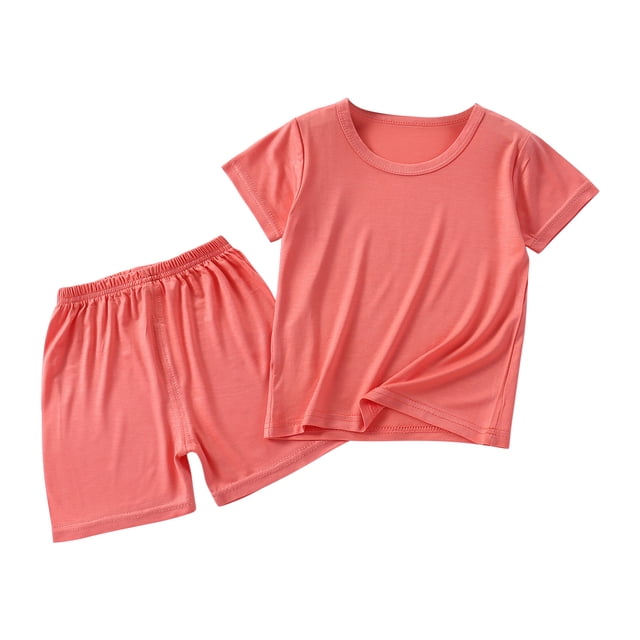 Birdeem Ensemble T-Shirt à Col Rond à Manches Courtes Uni et Short Taille Basse pour Bébés Garçons et Filles