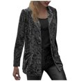thumbnail image 2 of IROINID Veste Courte Confortable pour Femmes, Col à Revers, Couleur Unie, Manches Longues, Noir, 2 of 5