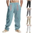 thumbnail image 1 of Styesk Men's Pants Men Casual Fashion Loose Wide Leg Pants Drawstring Pockets Beach Exercise Straight Barrel Pants, 1 of 9