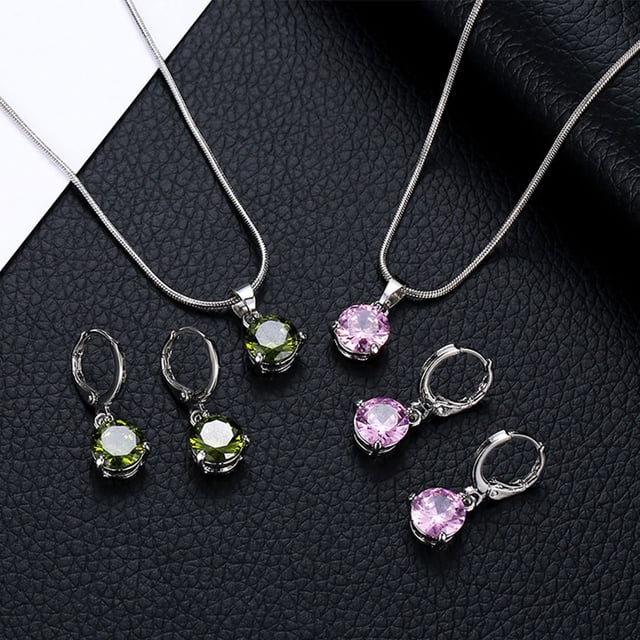 Becaristey Necklace Earrings Set Wide Applicable Occasions Stylish And Fashionable Lightweight And Comfortable green