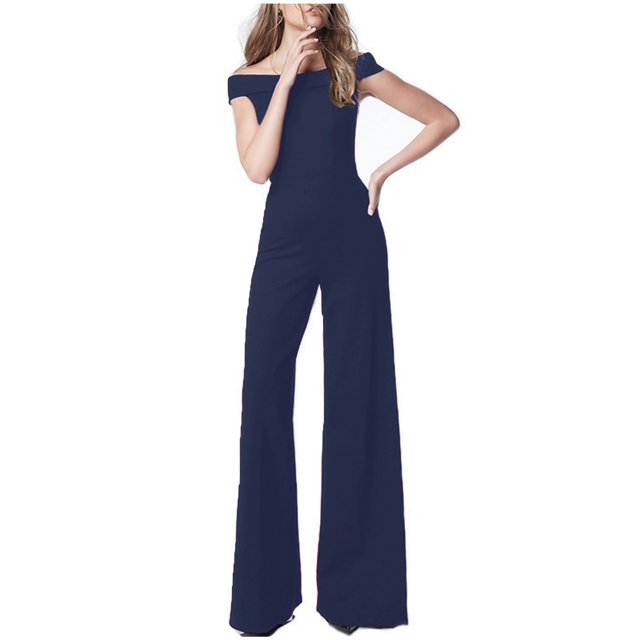 Yuyuzo Women 1 Piece Jumpsuits off Shoulder Flare Pants Wide Leg High Waisted Evening Party Rompers