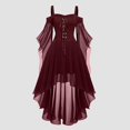 thumbnail image 2 of Robes Style Gothique pour Femmes Grande Taille Mode Robe Midi Corset Manches Longues Évasées Chiffon Fête Élégante, 2 of 5