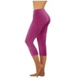 thumbnail image 2 of Aqestyerly Pantalon Capri à Jambe Grand Taille Haute pour Femme, Uni Extensible, Mode Décontractée, Grand, 2 of 6
