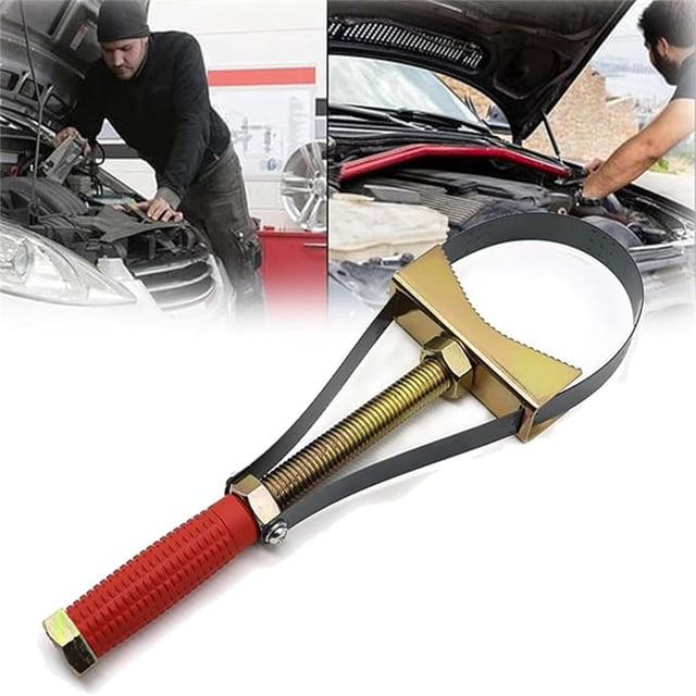 Oil Filter Wrench, Automotive Tool, Strap Type Removal, Fits Cylindrical Filters 60mm to 120mm Diameter, Compact Carry Design