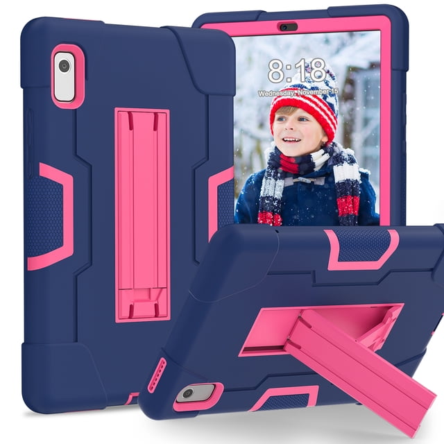 TECH CIRCLE Case for Lenovo Tab M9 Tablet (9", 2023 Released) - Shockproof Rugged Cover with Kickstand, Navy + Rose