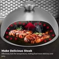 thumbnail image 3 of Couvercle de Steak, Couvercle de Hamburger en Acier Inoxydable Dôme de Fusion de Fromage, Couvercle de Protection Rond pour Gril, Couvercle à Vapeur avec Poignée Anti-Calcaire pour la Cuisson des Hamburgers Steaks Bacon, 3 of 8