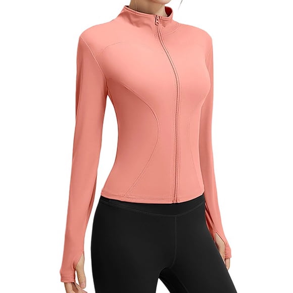 Workout Jacket for Women, Fitted Long Sleeve Athletic Top, Breathable Lightweight Yoga Jacket for Running and Gym, Shaping Sports Coat