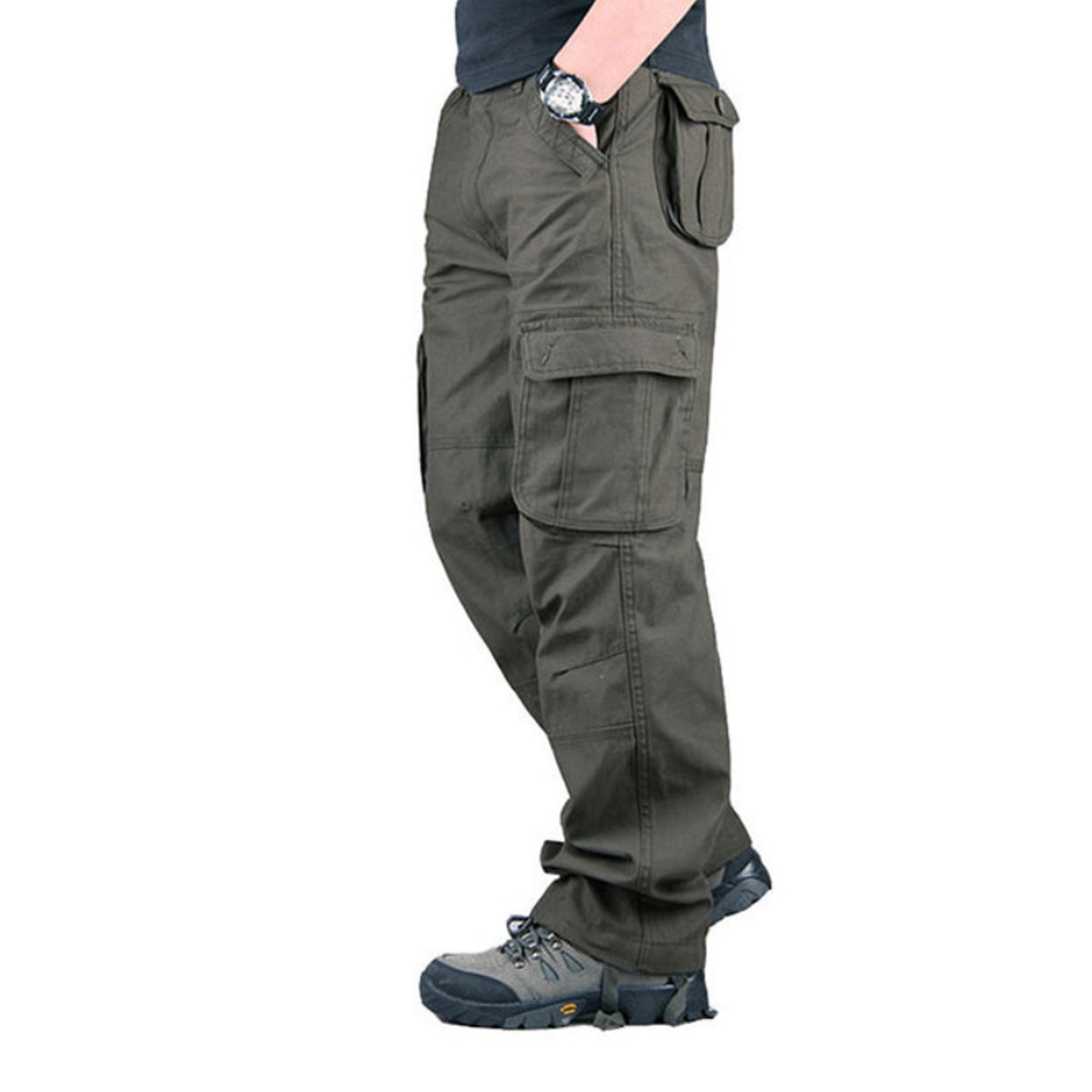 OmicGot Pantalon Décontracté pour Homme à Multiples Poches Pantalon en Coton Homme Grande Taille Pantalon Cargo Homme Plein Air Randonnée Randonnée Joggers Pantalon Cargo 29-44