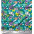 thumbnail image 1 of Soimoi Green Cotton Duck Fabric Text,Lips & Heart Print Fabric by Yard 42 Inch Wide, 1 of 3