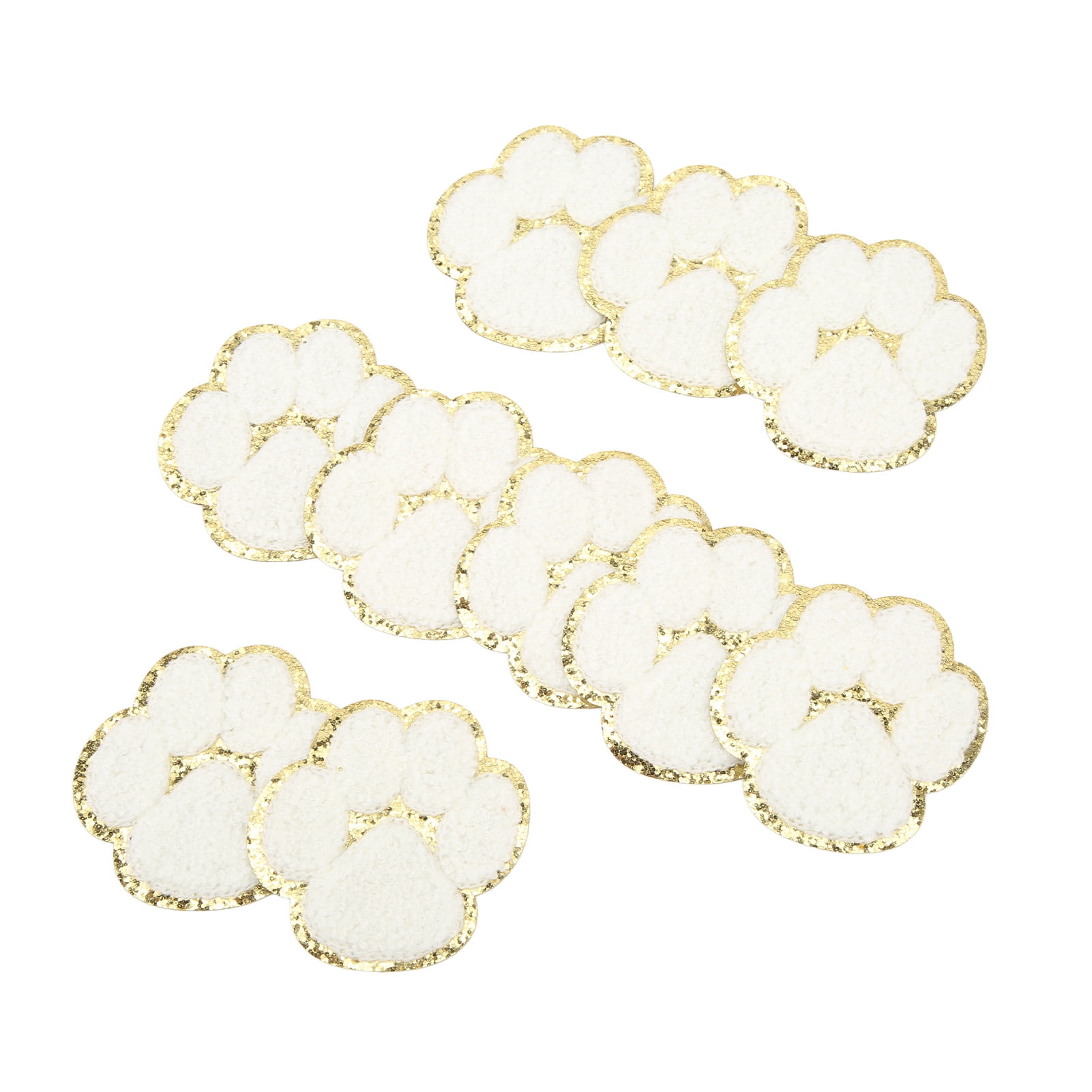 20 Pcs Cat Paw Iron On Patches Fashion White Cat Paws Sewing Embroidered Patches For Backpacks