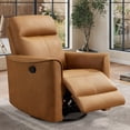 thumbnail image 1 of Bonzy Home Swivel Rocker Recliner Chair, Manual PU Leather Recliners with Padded Armrest and Backrest, Nursery Rocking Reclining Chair for Living Room, Bedroom, Brown, 1 of 9