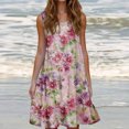 thumbnail image 1 of Ovzne Robes pour Femmes Robe pour Femme Mode pour Femmes Vacances Été Couleur Unie Sans Manches Fête Plage Robe d'Été Imprimée Liquidation, 1 of 6