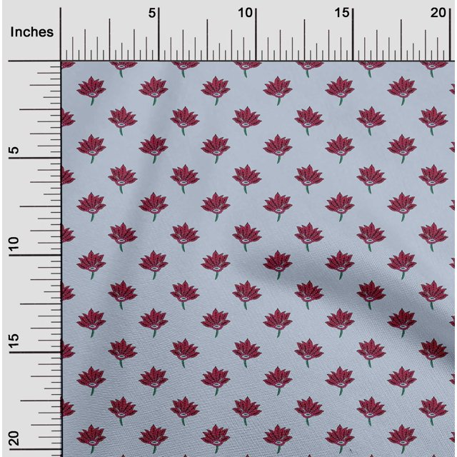 oneOone Silk Tabby Fabric Floral Block Print Fabric BTY 42 Inch Wide
