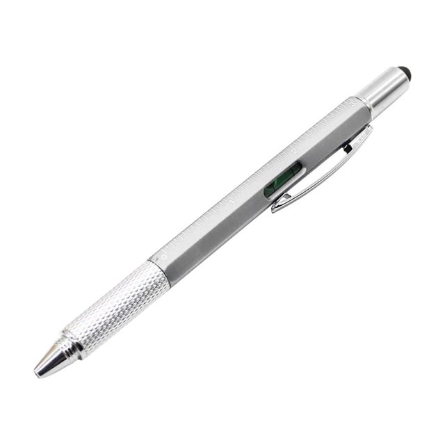 Airpow Fine Point Pen 6 In 1 Multifunctional Screwdriver Tool Caliper Level Scale Ball Point Pen 10Ml Cute Pens Smooth Writing, Retractable, Waterproof, Fading