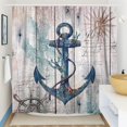 thumbnail image 4 of Nautical Anchor Shower Curtain Set - 72" x 72" Beach Coastal Decor Rustic Summer Bathroom Polyester Fabric with Hooks, 4 of 6
