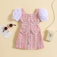 thumbnail image 2 of Fortune 1-6 Years Kids Girl’s Dress, Puff Sleeve Mix Color Pearls Patchwork Shift Dress, 2 of 7