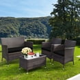 thumbnail image 3 of Gymax Ensemble de Conversation en Rotin pour Patio 4 Pcs, Extérieur, avec Coussin Noir, 3 of 10