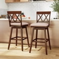 thumbnail image 4 of Costway 29" Bar Stool Wooden Chair Set of 2 with Contoured Backrest Swivel Padded Seat Oak, 4 of 9