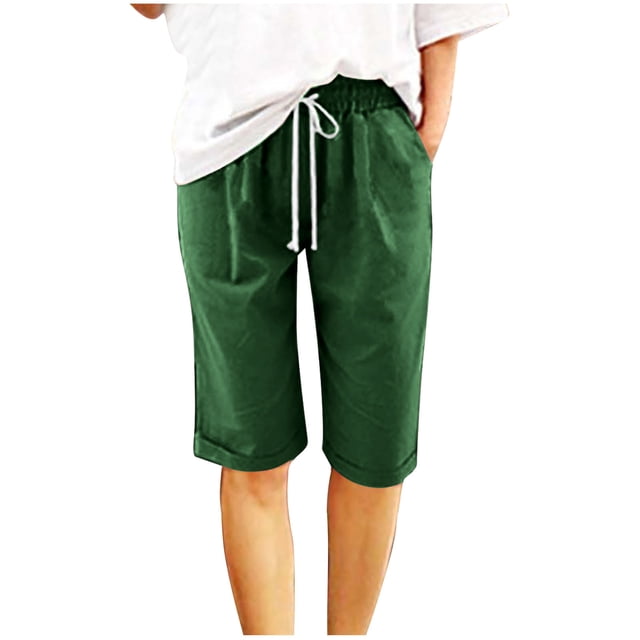 AherBiu Plus Size Shorts for Women Drawstring High Waisted Straight Leg Summer Casual Lounge Shorts with Pockets