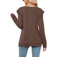 thumbnail image 3 of MAWCLOS Women Loose V Neck Tee Loungewear Solid Color Tunic Blouse Coffee S, 3 of 3