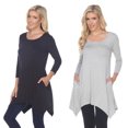 thumbnail image 1 of White Mark Tunique Noire à Manches 3/4 pour Femmes, Lot de 2, 1 of 2