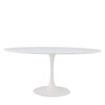 thumbnail image 1 of Plata Import Oval Shiny MDF Table in White, White MDF Table, Aluminum Table, White Table with Aluminum Base, Oval Table with semi-glossy finish, White Oval Table 66", 1 of 4