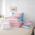 thumbnail image 4 of YST Blue and Pink Gradient 7pcs Watercolor Art Bedding Set, Geometry Lines Full Size Comforter Set, Modern Abstract Aesthetic Bed Set, 4 of 4